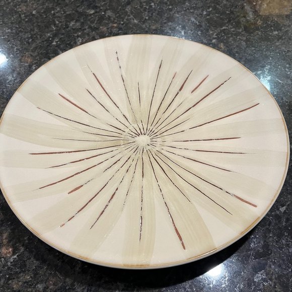 Pier 1 Sanctuary Dinner Plate in Tan with Brown Etched Starburst - Picture 2 of 6